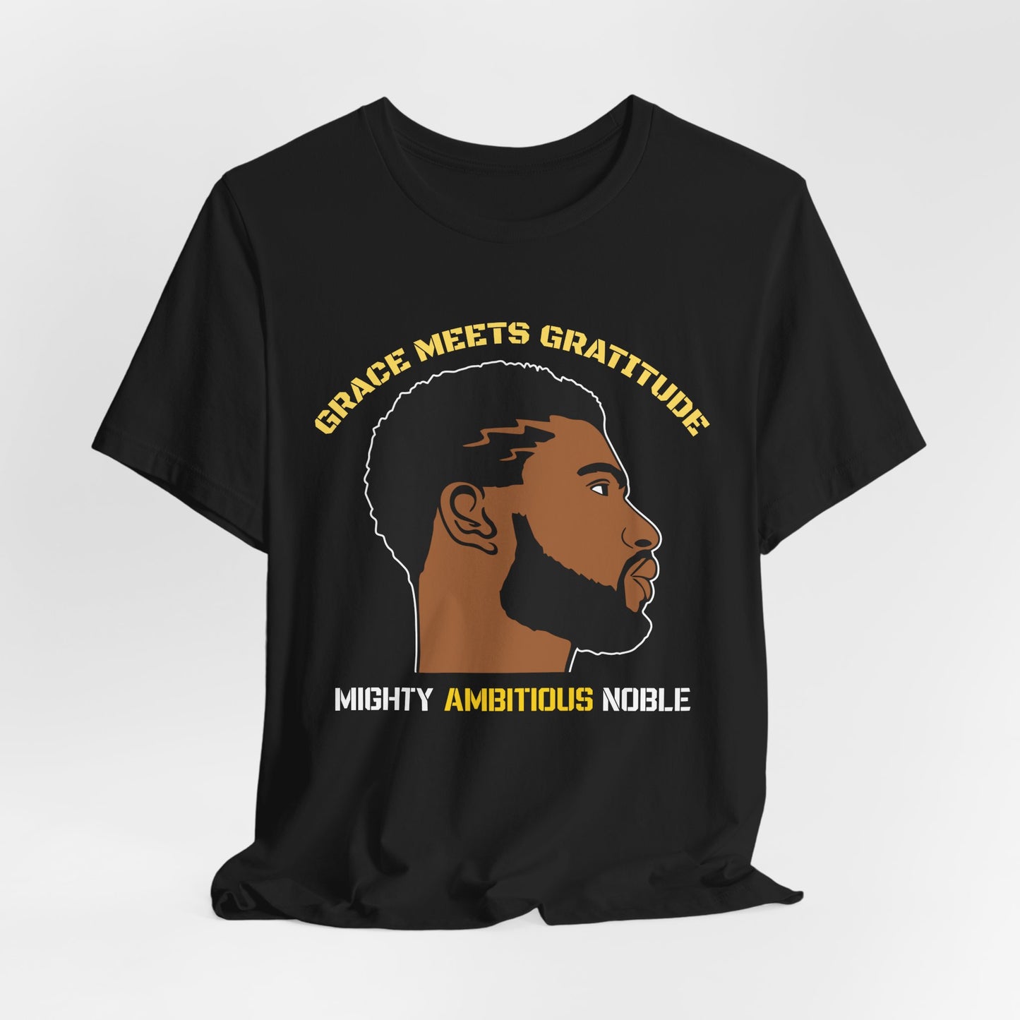 Bearded Man Energy Tee — 'Ambitious' Portrait Graphic T-Shirt