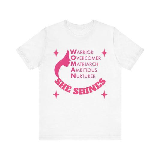 She Shines Tee — Pink Inspirational T‑Shirt