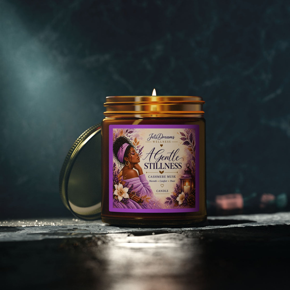 A Gentle Stillness Coconut Apricot Soy Candle — 4oz/9oz Aromatherapy Jar