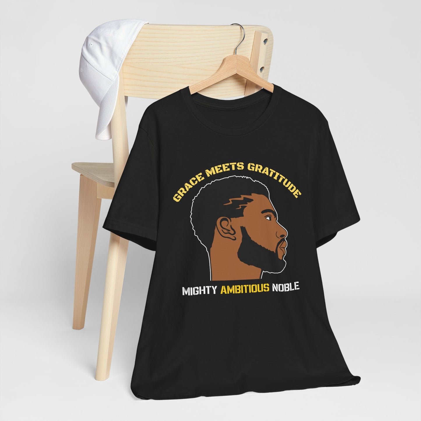 Bearded Man Energy Tee — 'Ambitious' Portrait Graphic T-Shirt