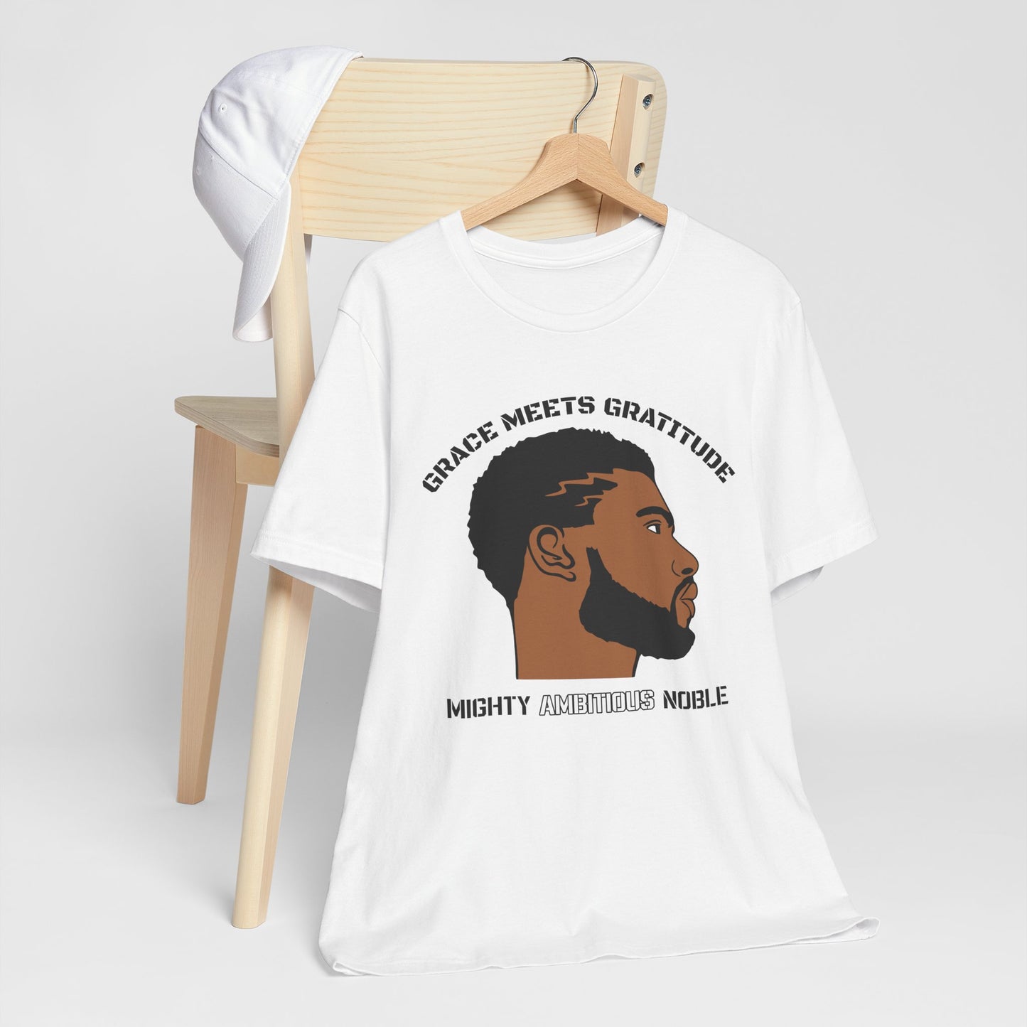 Bearded Man Energy Tee — 'Ambitious' Portrait Graphic T-Shirt